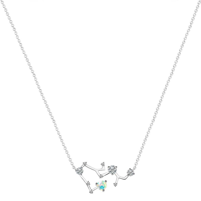 Sagittarius Zodiac Star Constellation Opal & White Topaz Necklace OPL-RDN-496.