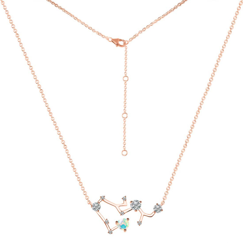 Sagittarius Zodiac Star Constellation Opal & White Topaz Necklace OPL-RDN-496.