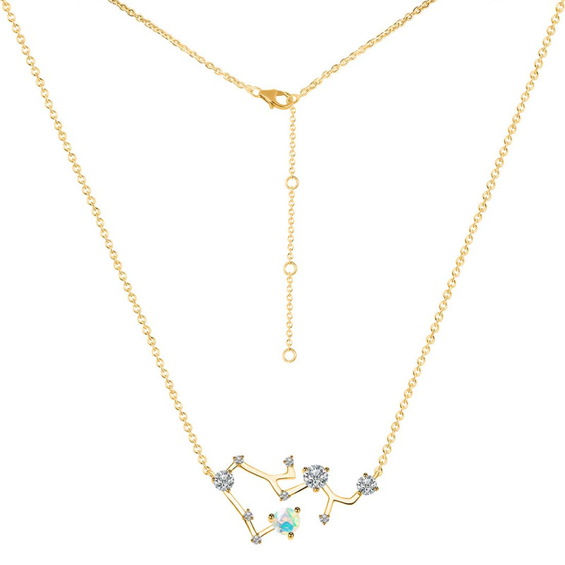 Sagittarius Zodiac Star Constellation Opal & White Topaz Necklace OPL-RDN-496.