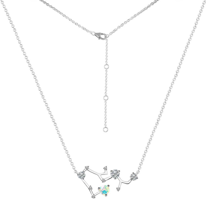 Sagittarius Zodiac Star Constellation Opal & White Topaz Necklace