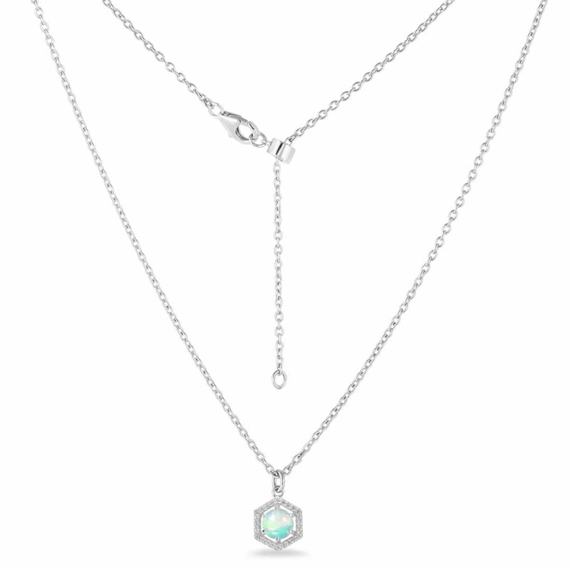 Opal & White Topaz Necklace With Slider Lock