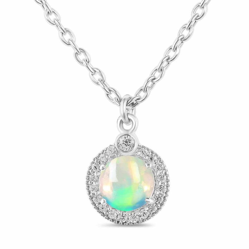 Opal & White Topaz Necklace With Slider Lock OPL-RDN-72.