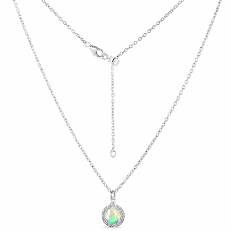 Opal & White Topaz Necklace With Slider Lock