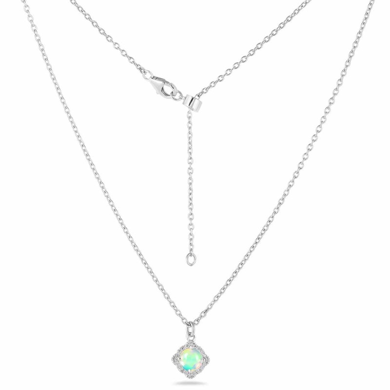 Opal & White Topaz Necklace With Slider Lock
