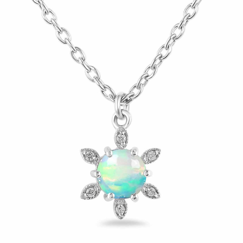 Opal & White Topaz Necklace With Slider Lock OPL-RDN-75.