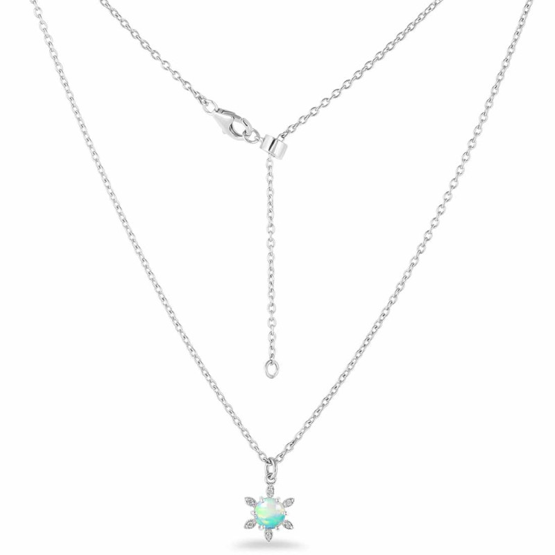 Opal & White Topaz Necklace With Slider Lock