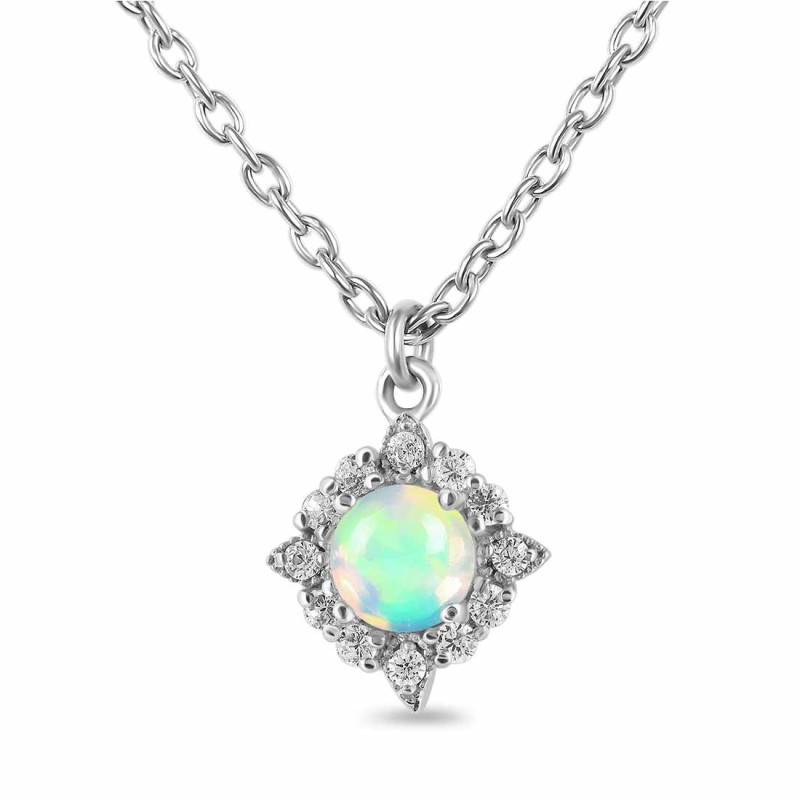 Opal & White Topaz Necklace With Slider Lock OPL-RDN-77.