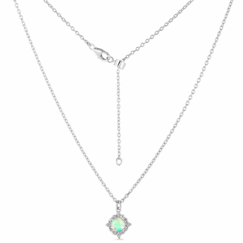 Opal & White Topaz Necklace With Slider Lock