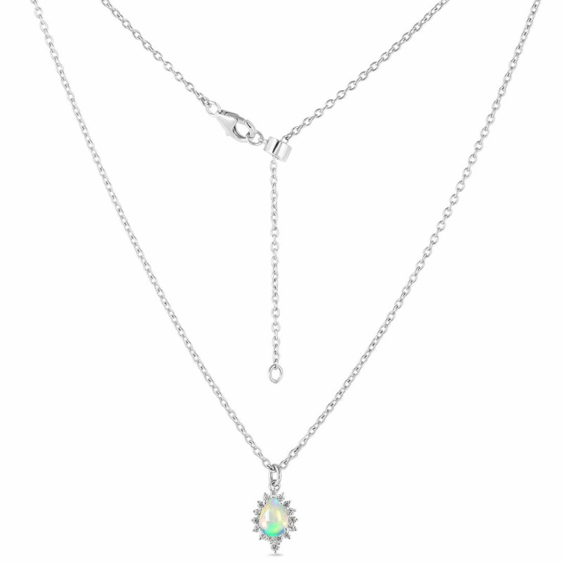 Opal & White Topaz Necklace With Slider Lock