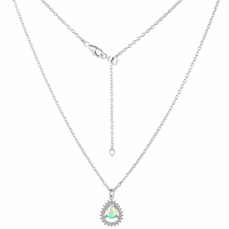 Opal & White Topaz Necklace With Slider Lock