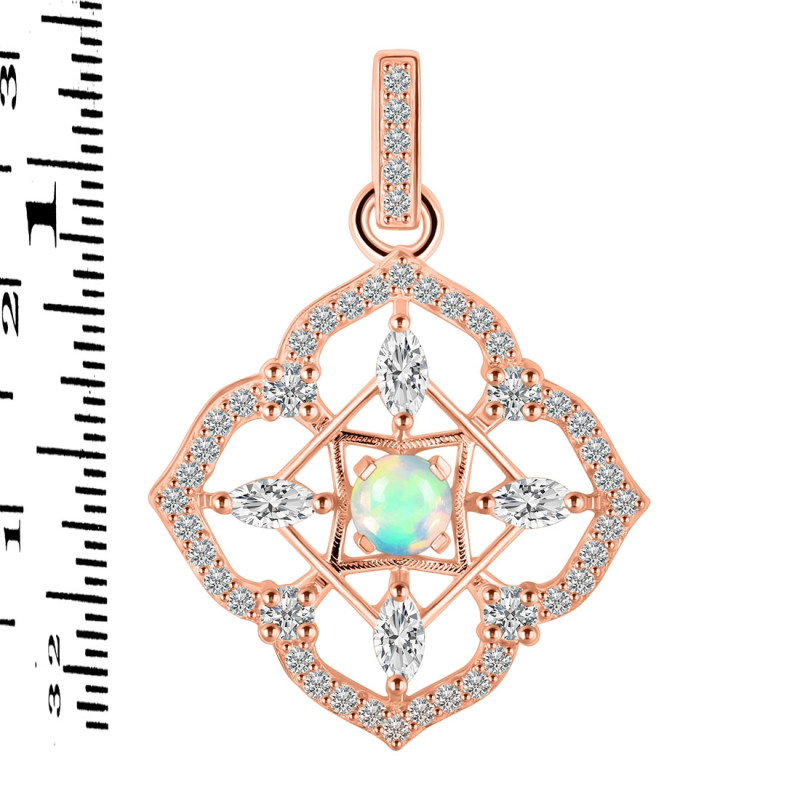 Opal & White Topaz Pendant OPL-RDP-797-CZ-LOOP.