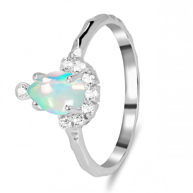 Opal & White Topaz Ring