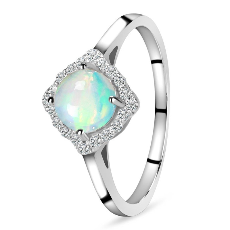 Opal & White Topaz Ring