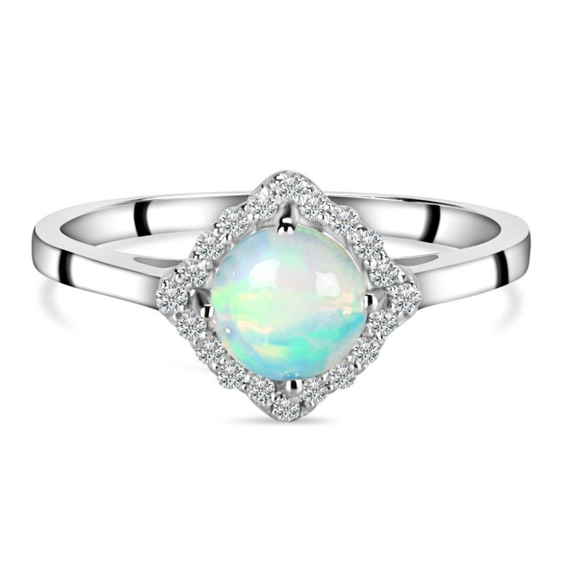 Opal & White Topaz Ring OPL-RDR-1744.