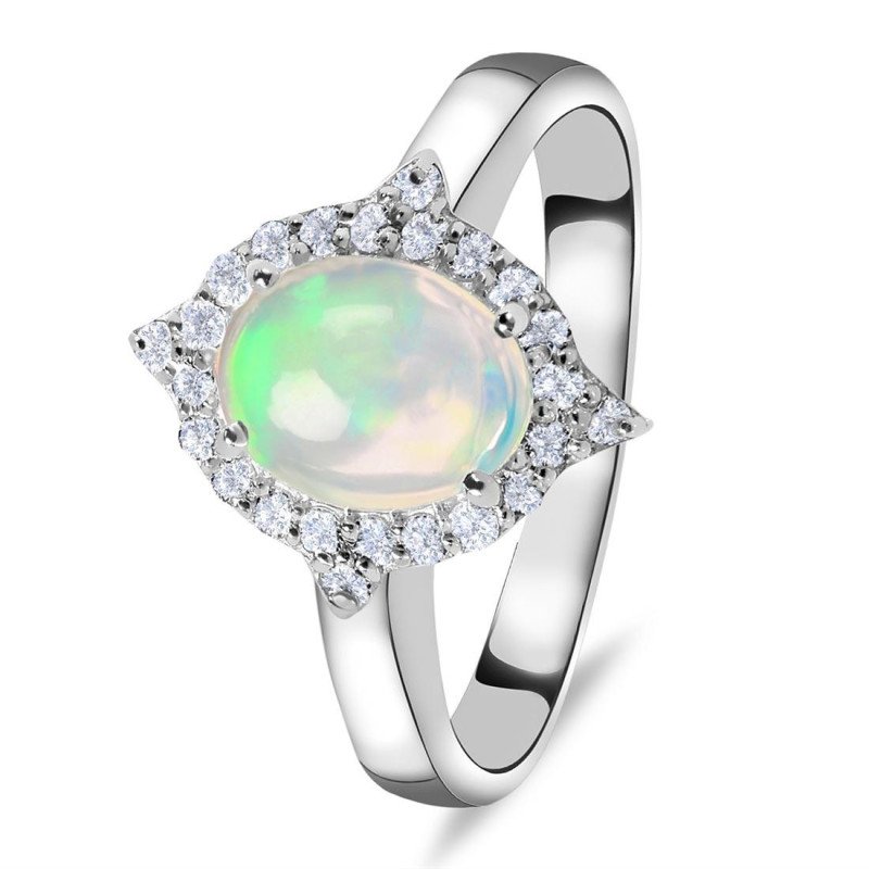 Opal & White Topaz Ring