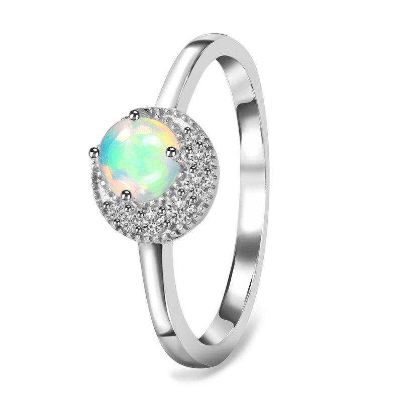 Opal & White Topaz Ring