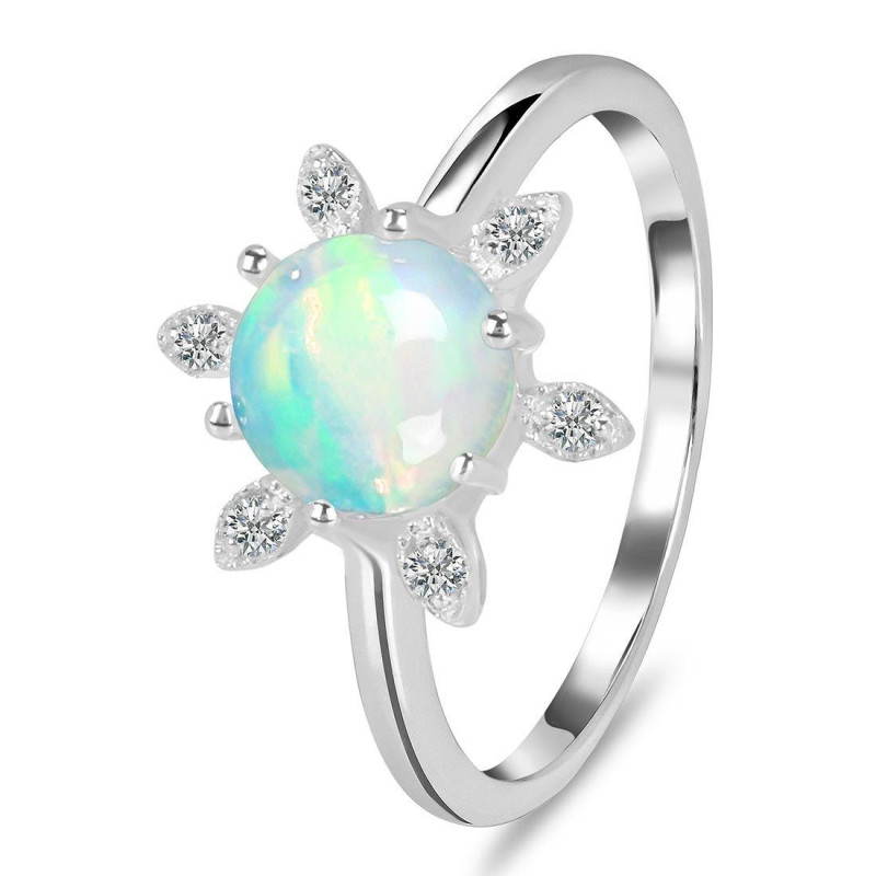 Opal & White Topaz Ring