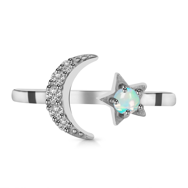Opal & White Topaz Ring OPL-RDR-1753.