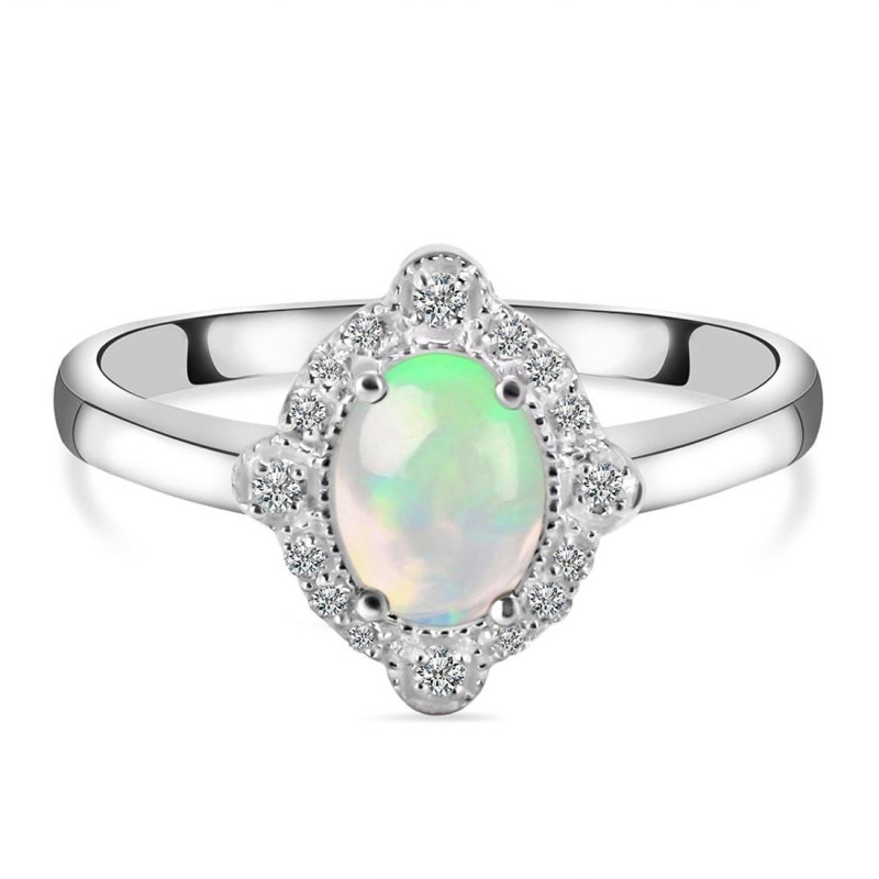 Opal & White Topaz Ring OPL-RDR-1765.