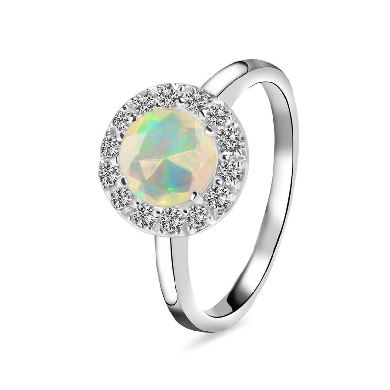 Opal & White Topaz Ring