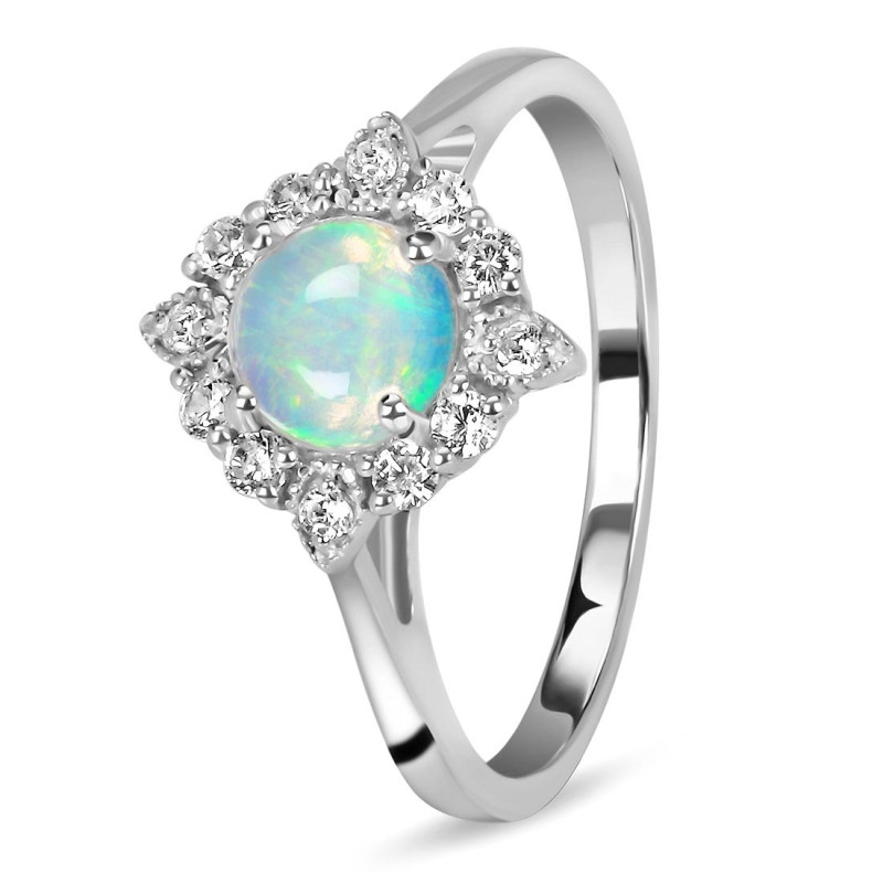 Opal & White Topaz Ring
