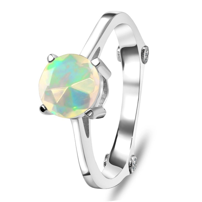 Opal & White Topaz Ring
