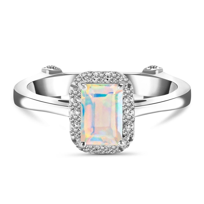 Opal & White Topaz Ring OPL-RDR-1787.