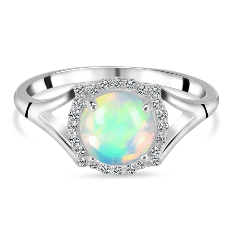 Opal & White Topaz Ring OPL-RDR-1790.