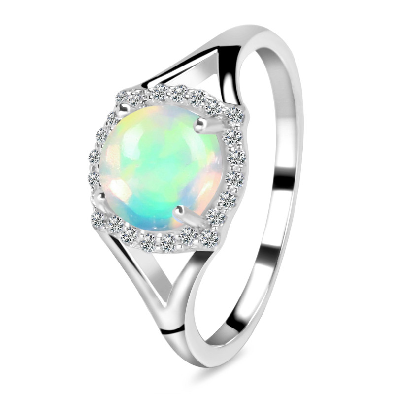 Opal & White Topaz Ring