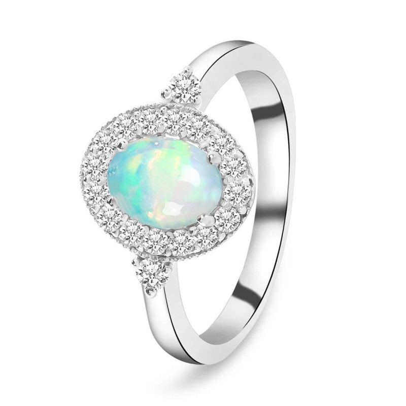 Opal & White Topaz Ring