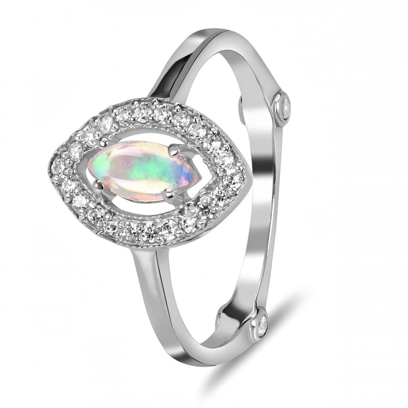 Opal & White Topaz Ring
