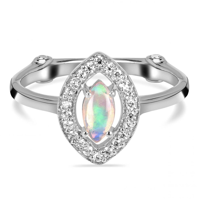 Opal & White Topaz Ring OPL-RDR-1798.