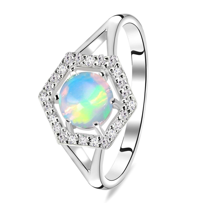 Opal & White Topaz Ring