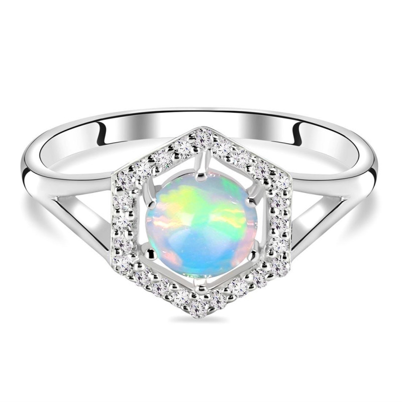 Opal & White Topaz Ring OPL-RDR-1800.