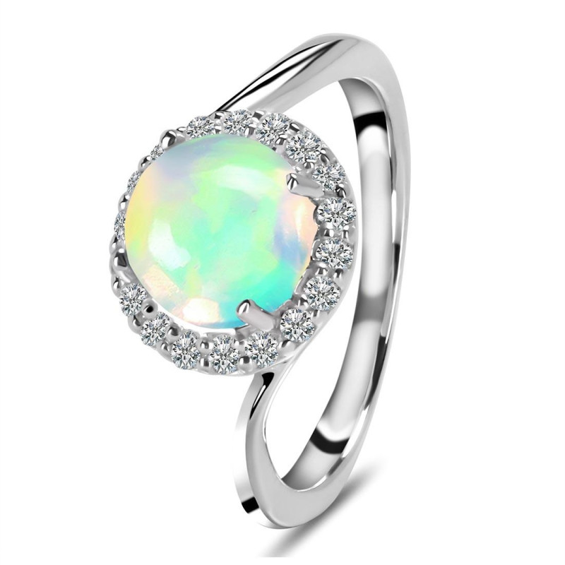 Opal & White Topaz Ring