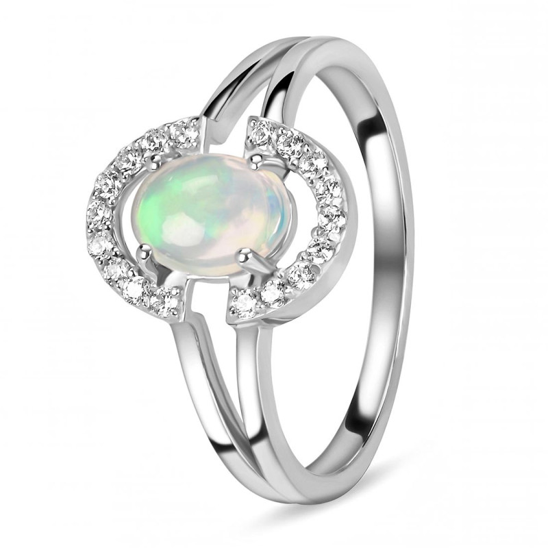 Opal & White Topaz Ring