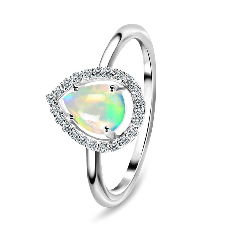Opal & White Topaz Ring