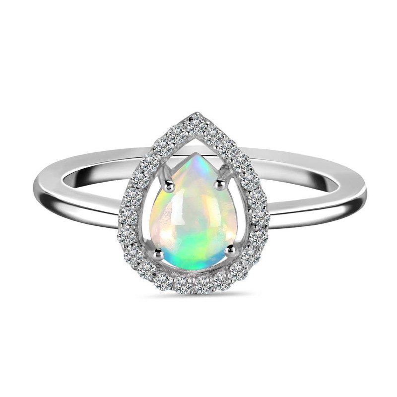 Opal & White Topaz Ring OPL-RDR-1803.