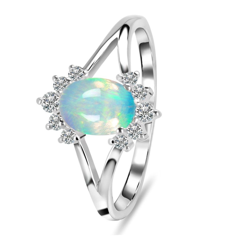 Opal & White Topaz Ring
