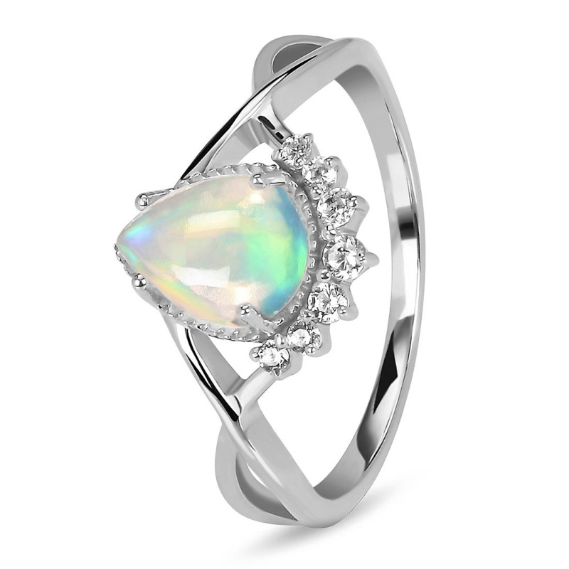 Opal & White Topaz Ring