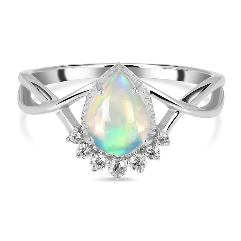 Opal & White Topaz Ring OPL-RDR-1930.
