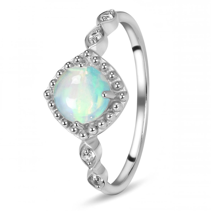 Opal & White Topaz Ring