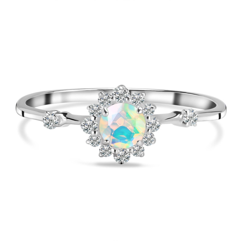 Opal & White Topaz Ring OPL-RDR-1937.