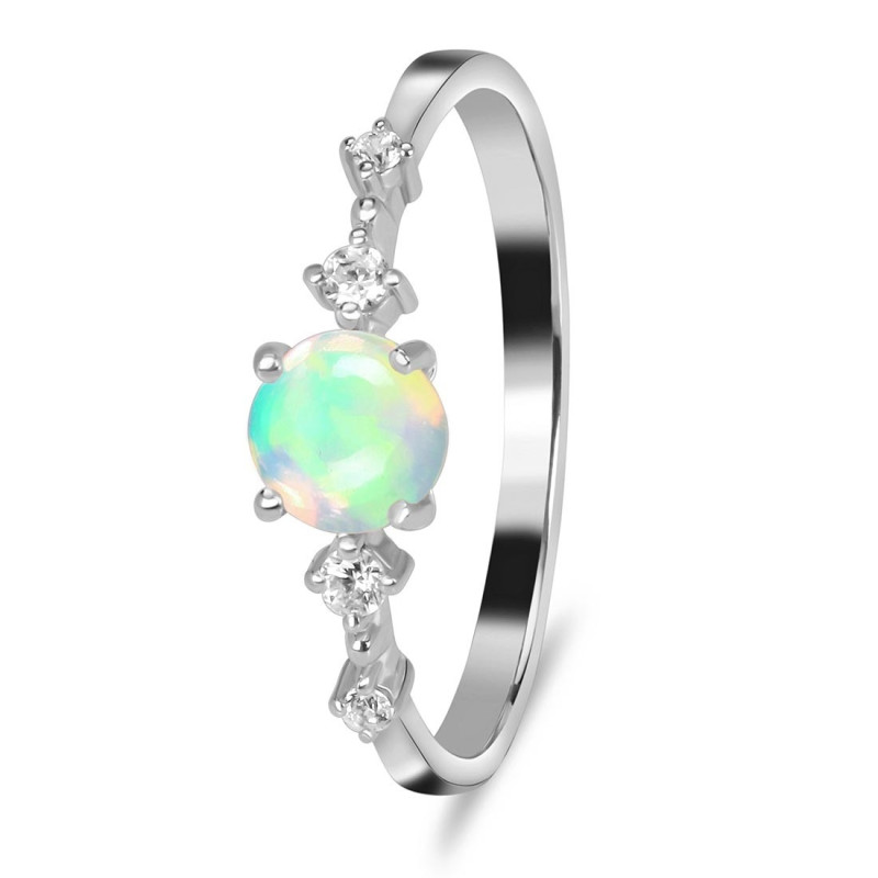 Opal & White Topaz Ring