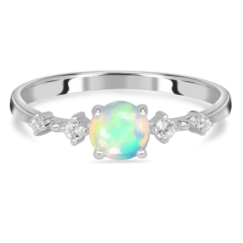 Opal & White Topaz Ring OPL-RDR-1939.