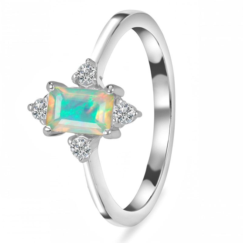 Opal & White Topaz Ring