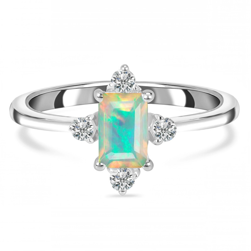 Opal & White Topaz Ring OPL-RR-275.