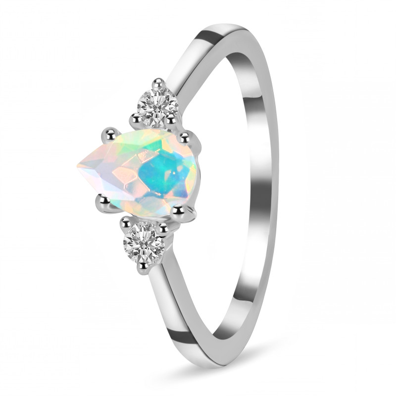 Opal & White Topaz Ring
