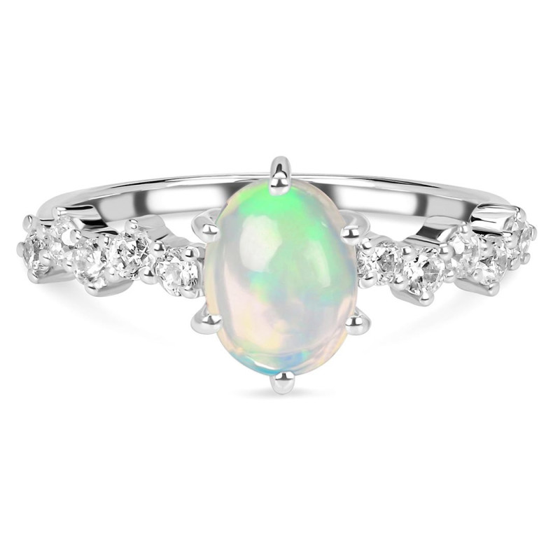 Opal & White Topaz Ring OPL-RDR-2241.
