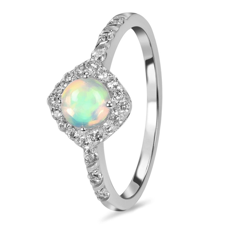 Opal & White Topaz Ring